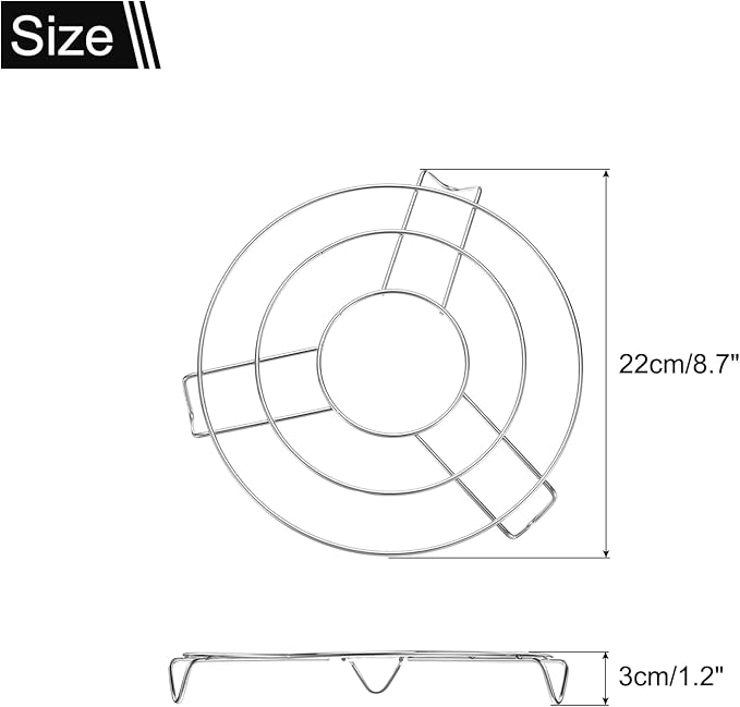 uxcell 3pcs Round Cooking Rack 8.7" Dia Stainless Steel Wire Cooling Steamer Rack for Baking Canning Cooking Roasting Cooling Grilling Drying, Silver (1.2" Tall)