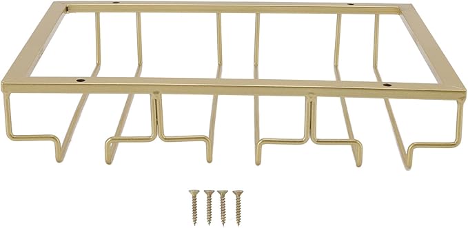 Upside Down Wine Glass Rack European Hanging Wine Glass Rack Under Cabinet Wine Glass Rack Wine Glass Rack For Bar Home Cup Storage Display Rack (Gold)