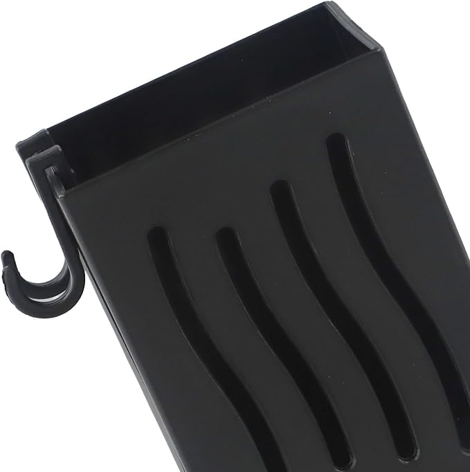 Wall Mounted Utensil Holder with Drip Tray, Kitchen Cutlery Drying Rack and Storage Box for Spoon Fork Brush Sponge, ABS Plastic Sink Side(Black)