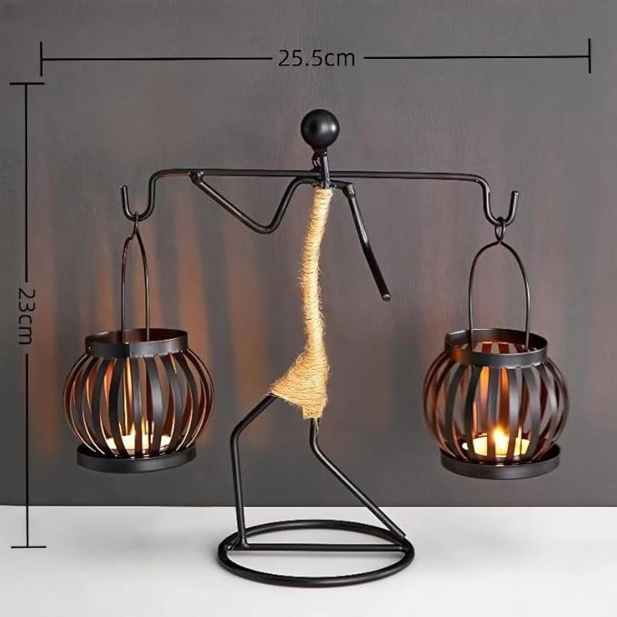 Candle Holder Decor for Centerpieces, Tea Light Candle Holder for Home, Bar, Restaurant, Hotel Dinning Table Decor, Handmade Iron Craft (Style D)