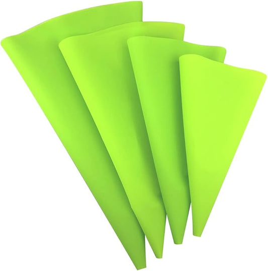 Joyeee 4 Pcs Piping Bags Reusable, Silicone Pastry Bags for Cake Decorating, Baking Supplies for Cookies Chocolate Cupcake, Icing Cream Frosting Bags, DIY Kitchen Tool, Green, 10’’ 12’’ 14’’ 16’’
