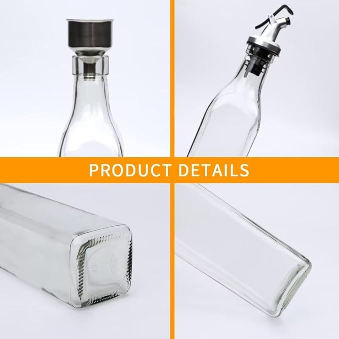 Salzesfalls 8 Pack 17oz Olive Oil Dispenser Bottle,Oil Dispenser for Kitchen, Cooking Oil Dispenser,Vinegar Cruet Bottle,Clear Cruet with Pourers and Corks