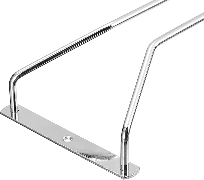 uxcell Wine Glass Rack Under Cabinet, 1Pcs 14-Inch Stemware Wine Glass Hanging Rack Stainless Steel Wine Glass Organizer Storage Hanger for Shelf Kitchen Bar Decor (Single-Row, Silver)