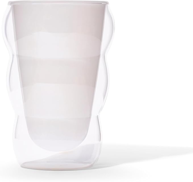 Teaspressa White Glass Cloud Cup 12 oz Double-Wall Insulated Borosilicate Glass – Heat-Resistant – Ideal for Hot or Iced Tea, Lattes, Coffee & More – Minimalist Design – Great Gift