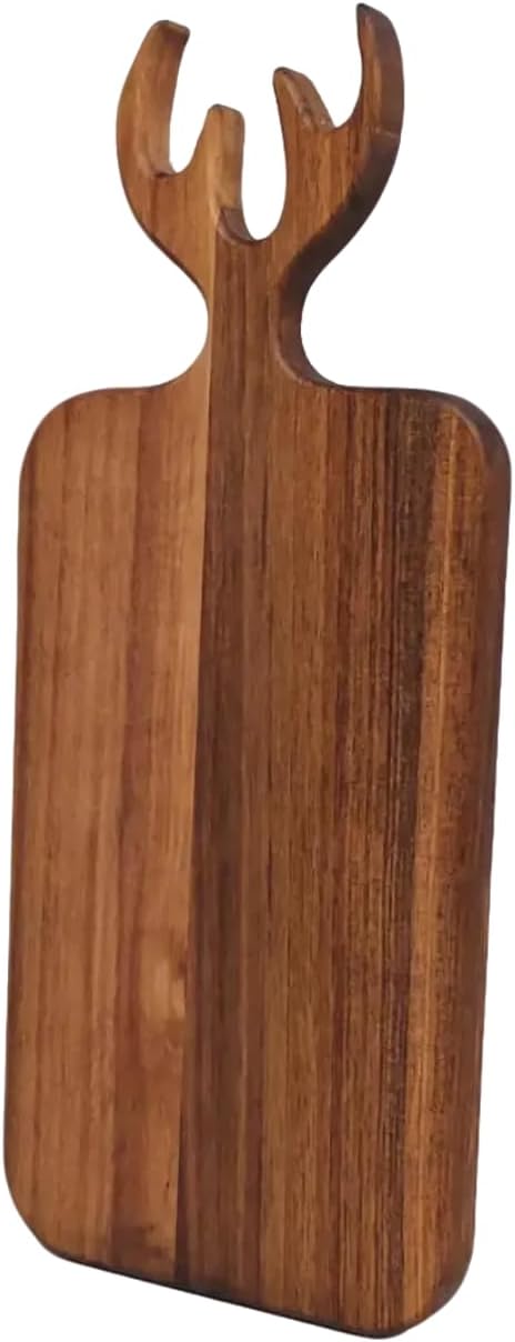Acacia Wood Serving Board with Handle - 13" x 6" Wooden Cute Design Food Serving Tray for Kitchen Appetizers, Wooden Cutting Chopping Board for Meat, Vegetables, Bread, Cheese Board