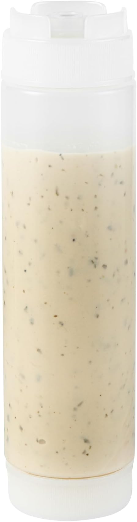 Restaurantware Plastic Squeeze Bottle 16 oz Refillable Condiment Bottle Large Valve Dishwashable Clear Inverted Sauce Dispenser For Thick Condiments, Dressings, Batter, Sour Cream, And Syrups