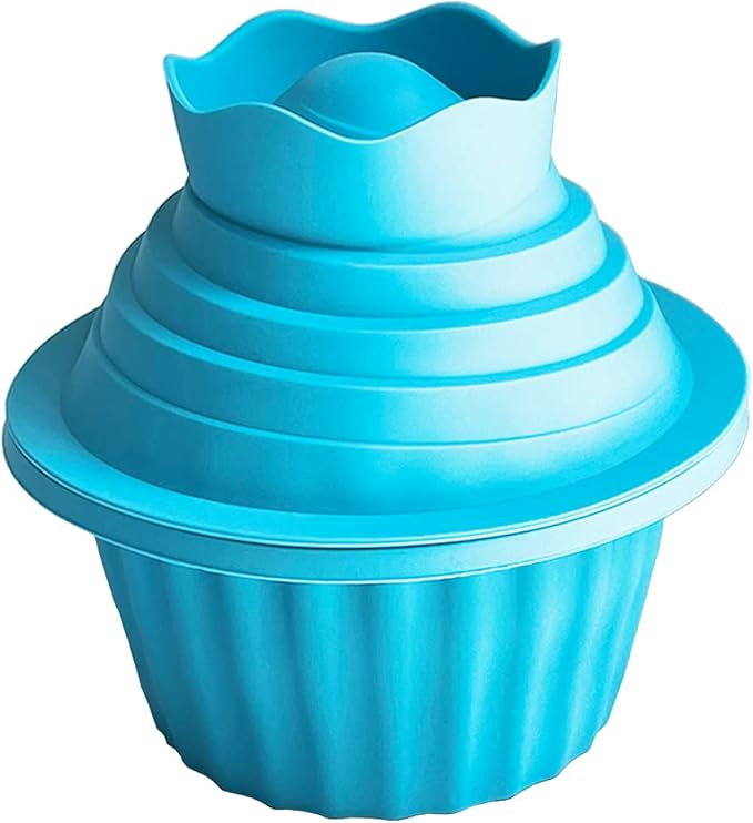 Mattix Supplies Giant Cupcake Mold Pan | BPA Free Silicone | Big Birthday Smash Cake | Large Bake Set with Filling Insert, Turquoise