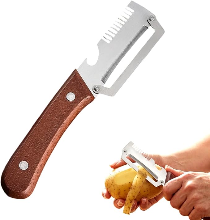 Multi-Functional Vegetable Peeler for Kitchen, 2026 Upgraded Stainless Steel Peeler, Durable Wooden Handle Peeler for Home Kitchen, Professional Kitchen Tool for Chefs Fruits (1PC)