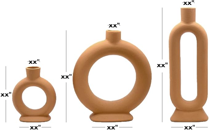 Koyal Wholesale Ceramic Abstract Taper Candle Holders for Candlesticks, Set of 3 - Matte Terracotta