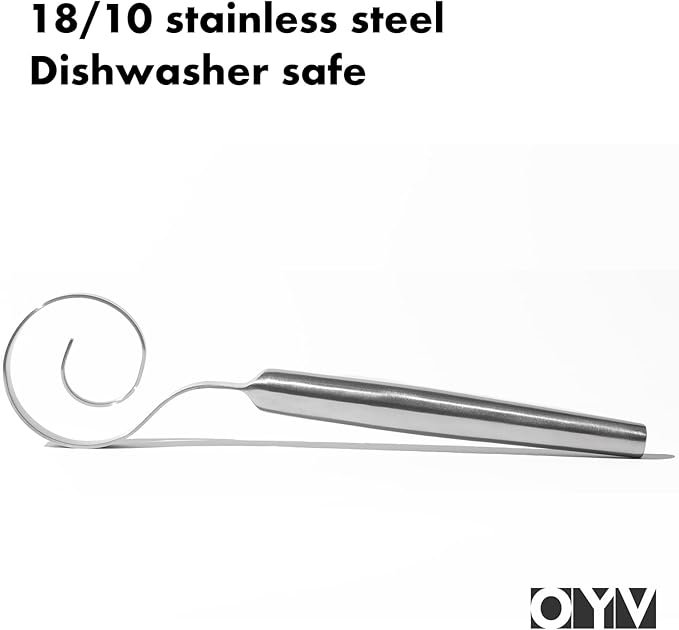 OYV 12-Inch Seamless Dough Whisk, 18/10 Stainless Steel Bread Whisk, Danish Whisk for Sourdough, Pizza, Cookies, Pancake & Waffle, Easy to Clean Sour Dough Tools