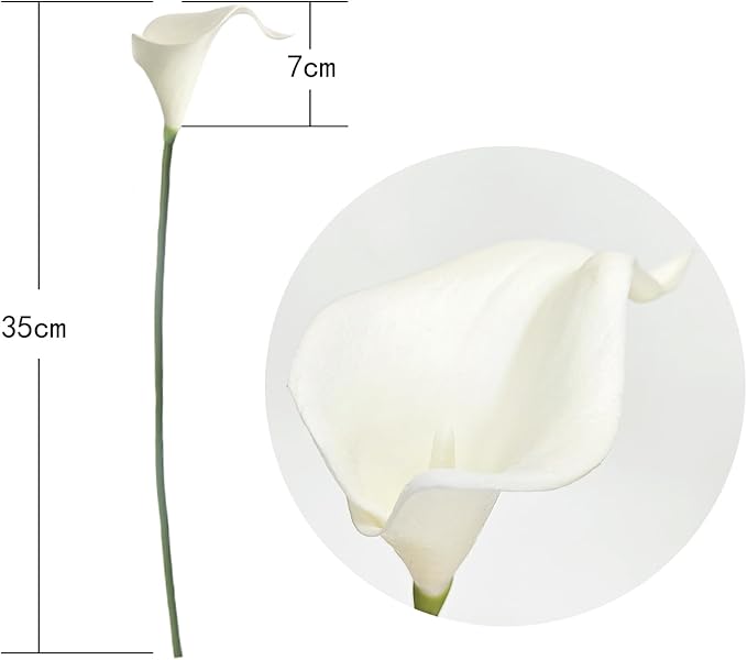 Letjolt White Calla Lily 20Pcs Artificial Flowers Bouquet for Wedding Bride Shower Blessing Gift Home Decoration Faux Calla Lilies Flower, 20 Pieces