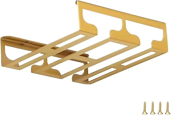 Wine Glass Holder Under Cabinet, Gold Metal Wine Glass Hanger, Hanging Stemware Rack with Screws for Bar Kitchen (Color : A, Size : 8inch/21cm)