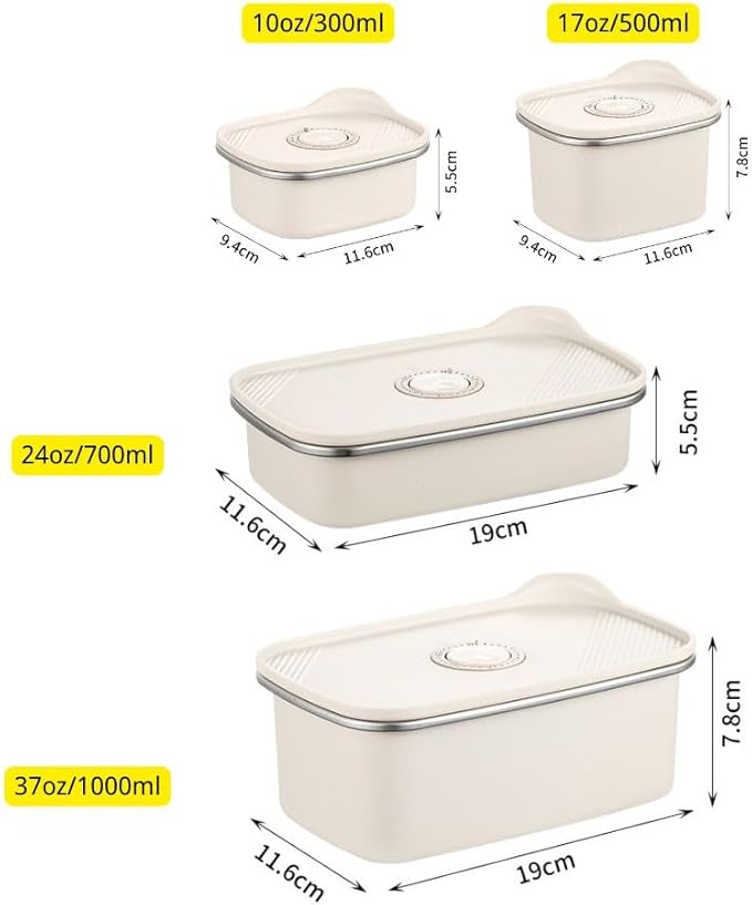 Airtight Food Containers with Lids, Stainless Steel Bento Box, Microwave/Oven/Dishwasher Safe (Single Medium 24oz)