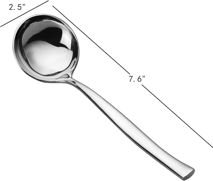 7.6-Inch Small Ladles for Serving Sauce, Stainless Steel Gravy Ladle Soup Spoon, Set of 4