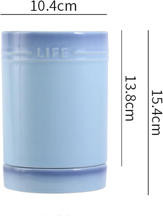 LAYUON Utensil Holder,Ceramic Utensil Crock with Cooking Tool Organizer Crock for Spoons, Spatulas, Tongs for Kitchen Decor ousewarming Gift, ,Blue