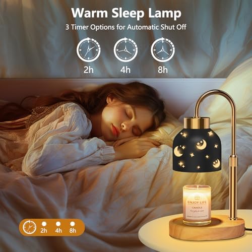 seenlast Candle Warmer Lamp with 2 Bulbs, with Dimmer Adjustable Height,Mothers Day Gifts,Vintage Home Decor,2/4/8H Timer