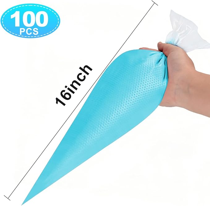 16 Inch Piping Bag Disposable, 100 Pcs Large Pastry Bags, Icing Frosting Bags for Cake, Cream Frosting and Cookie Decoration