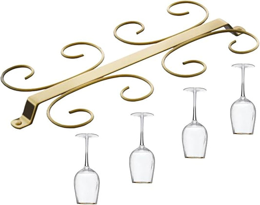 Under Cabinet Wine Glass Holder Iron 12 Hooks, Black Wire Hanging Rack, Storage Hanger Organizer, Space Saving, With 6 Hooks For Multiple Uses, Easy To Install