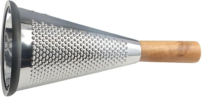 Stainless Steel Cheese Grater - Cone 3 Sided | Three Sides for Coarse, Medium and Fine Grating. Also Suitable as a Lemon & Lime Zester