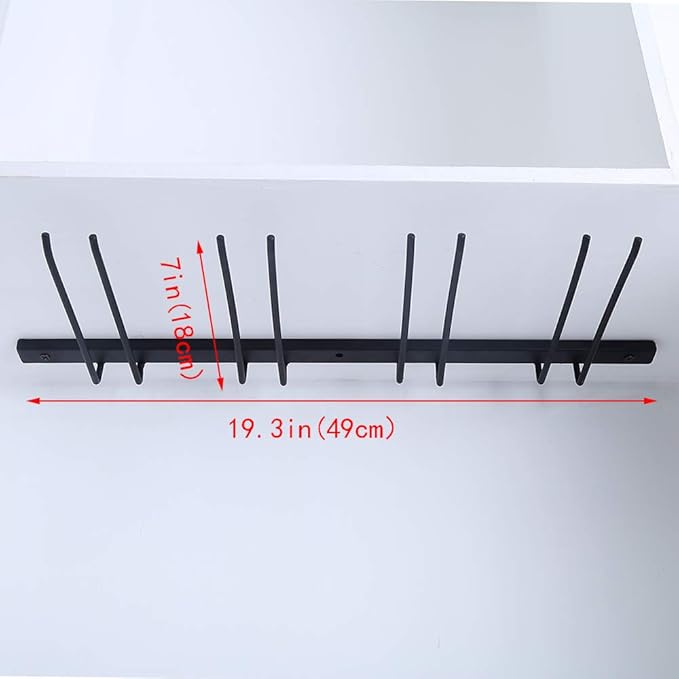 Under Cabinet Wine Glass Rack,Stemware Rack Holds up to 8 Wine Glass,Hanging Wine Glass Holder,Metal Wine Glass Hanger,Glasses Organizer for Home Bar Kitchen(Black)