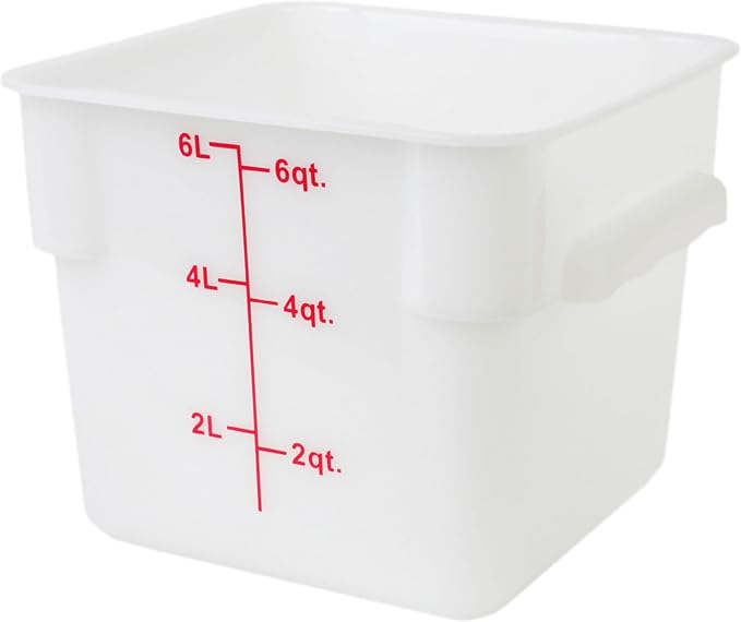 TrueCraftware- 6 Qt. Polypropylene Square Food Storage Container White- Commercial Food Storage Containers Meal Prep Containers Reusable Food Containers for Pantry Kitchen Storage Organization