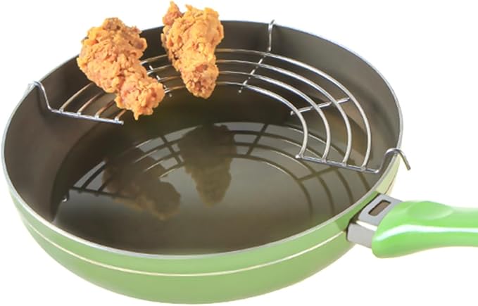 1PC Stainless Steel Oil Drain Frying Rack Semi-Circular Oil Drain Rack Fritters Filter Oil Net Home Baking Cooking Oil Drip Filter(28CM) Stainless Steel Cooling Racks