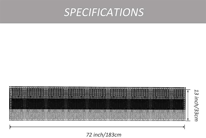 Niviy Black Grey Boho Table Runner, 12x72 Inch Washable Easy to Clean Farmhouse Indoor Outdoor Table Runner for Holiday Party Kitchen Dining Room Decoration