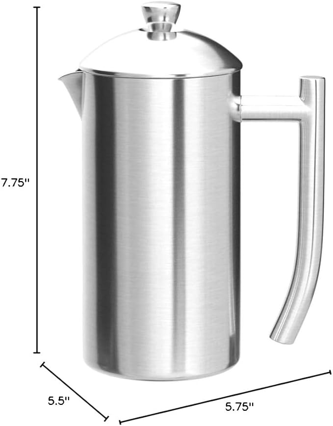 Frieling Double-Walled Stainless-Steel French Press Coffee Maker in Frustration Free Packaging, Brushed, 17 Ounces