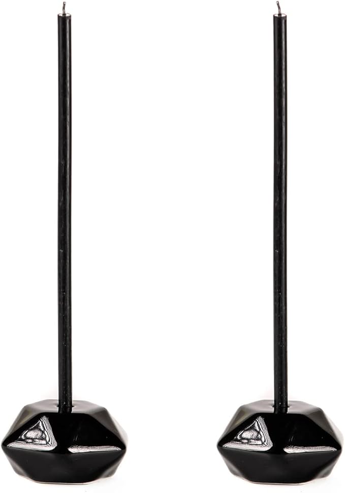 Set of 2 Danilovo Taper Candle Holder - Handcrafted, Sturdy Ceramic Thin Candlesticks Holder - Ideal Luxury Black Home Decor for Any Occasion
