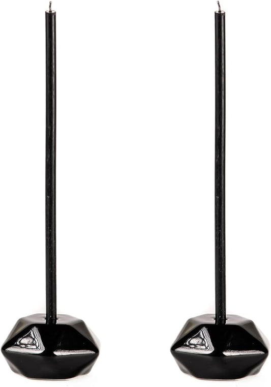 Set of 2 Danilovo Taper Candle Holder - Handcrafted, Sturdy Ceramic Thin Candlesticks Holder - Ideal Luxury Black Home Decor for Any Occasion