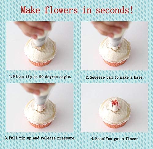 Russian Piping Tips Cake Decorating Complete Set, WOWDECOR 24pcs Baking Supplies Kit Icing Nozzles Flowers Shaped, Frosting Bags and Tips for Beginners Cookies Cakes Holiday Birthday Party Baking