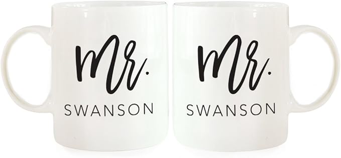 Andaz Press Personalized Funny Couples 11 oz Ceramic Coffee Mugs, Mr. Mr., His and Hers Coffee Mug Set of 2, Valentines Couples Mugs for Him and Her, Mr and Mrs Mugs, Couple Mugs for Husband and Wife