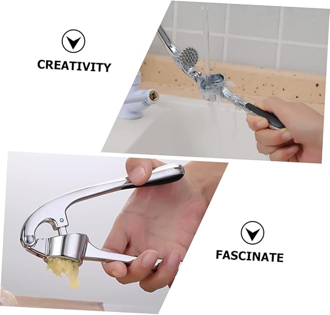 Zinc Alloy Garlic Press Set Stainless Steel Garlic Mincer Peeling Brush for Kitchen Use Easy Clean Ergonomic Design
