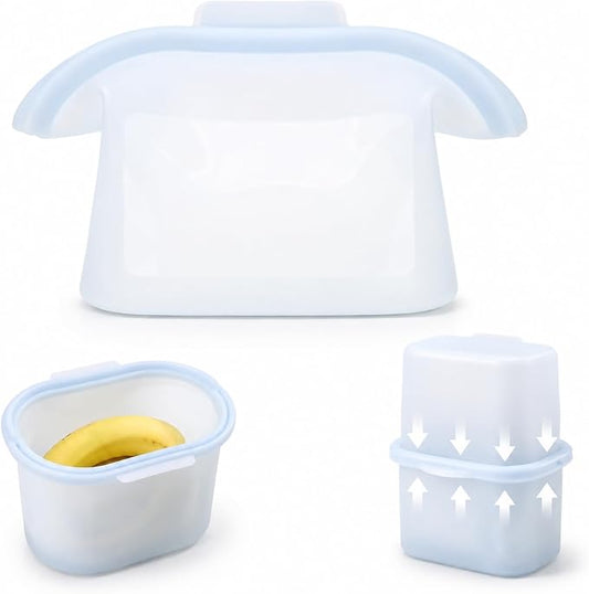 Silicone Food Storage Bags, Reusable, High-Temperature Resistant, Leak-Proof Upright Freezer Bags, Microwave and Dishwasher Safe，Cool blue