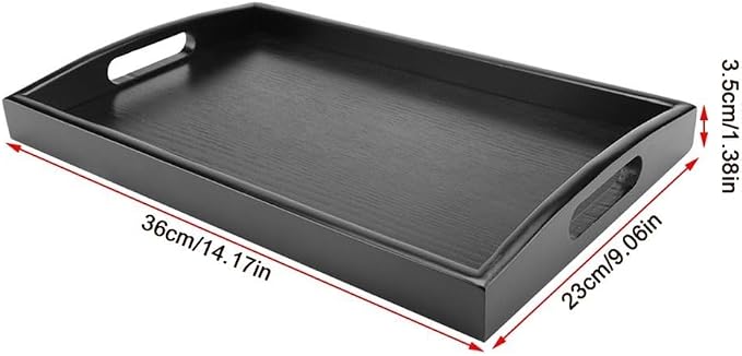 14 Inches Large Wooden Serving Tray with Handle Multipurpose Smooth Finish Tea Coffee Snacks Breakfast Tray for Home Office