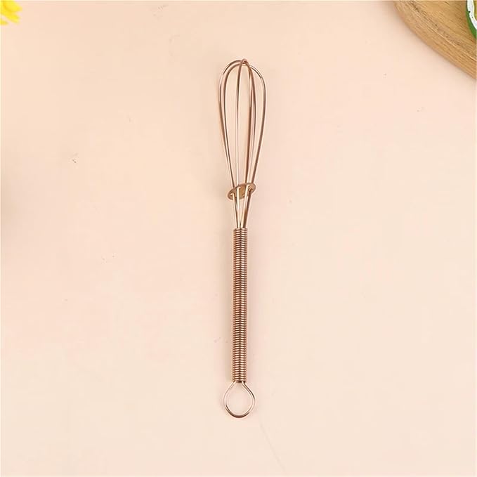 Stainless Steel Whisk Egg Beater Manual Balloon Wire Whisk Milk Blender Kitchen Tool(LGold)