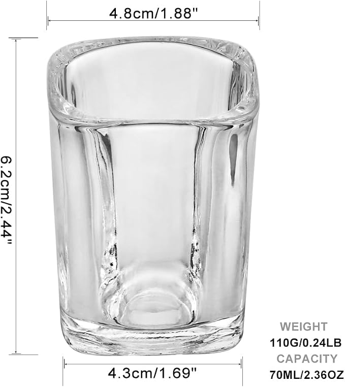 Shot Glasses 2.3 oz, Set of 6 - Cute Square Tequila Glasses, Perfect for Whiskey, Tequila, Liqueurs, Party & Collection, Espressos, Spirits & Liquors (6, Clear square)