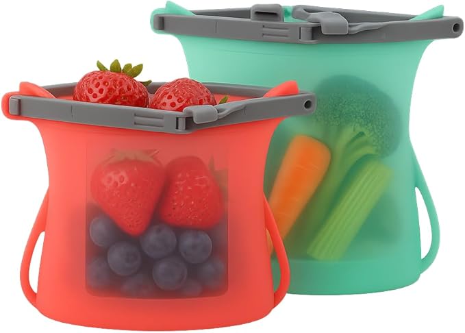 Gallon Reusable Silicone Food Storage Bags Leakproof Odorless Stand Up Roll-up Slicone Bags No Pop Open Easy Clean and Dry X-Large Food Bag For Freezer, Marinating Meats