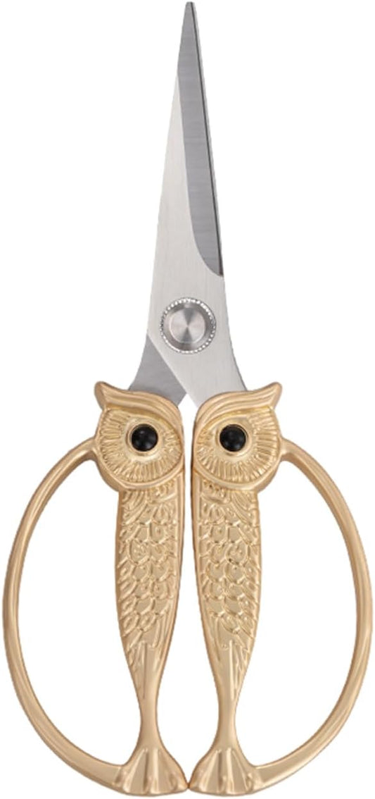 WARMHEART Owl Kitchen Scissors All Purpose, Stainless Steel Heavy Duty Sharp Shears for Meat, Chicken, Fish, Poultry, Herb, Bread (Pearl Gold, Medium)
