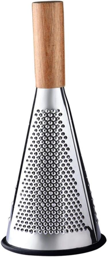 Stainless Steel Cheese Grater - Cone 3 Sided | Three Sides for Coarse, Medium and Fine Grating. Also Suitable as a Lemon & Lime Zester