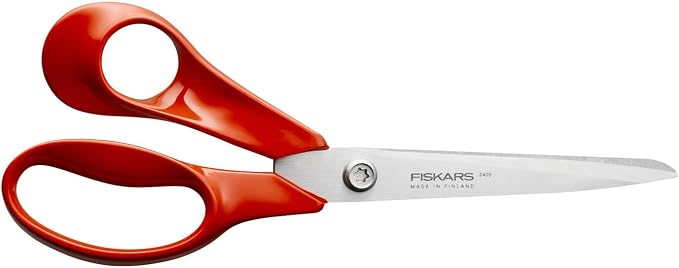 Fiskars Classic 1075035 Universal Left Handed Kitchen Scissors, Total Length: 21 cm, Improved Torx Screw and Ergonomic Handle, Quality Steel/Plastic, Red