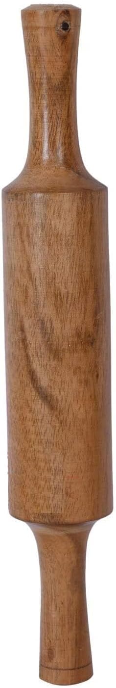 Handcrafted Wooden Rolling Pin,Belan,Belna,Traditional Belan for Roti, Chapati, Dough, Pastry – Handcrafted Hardwood Dough Roller with Easy Grip Handles – Smooth Finish (Round Belan)
