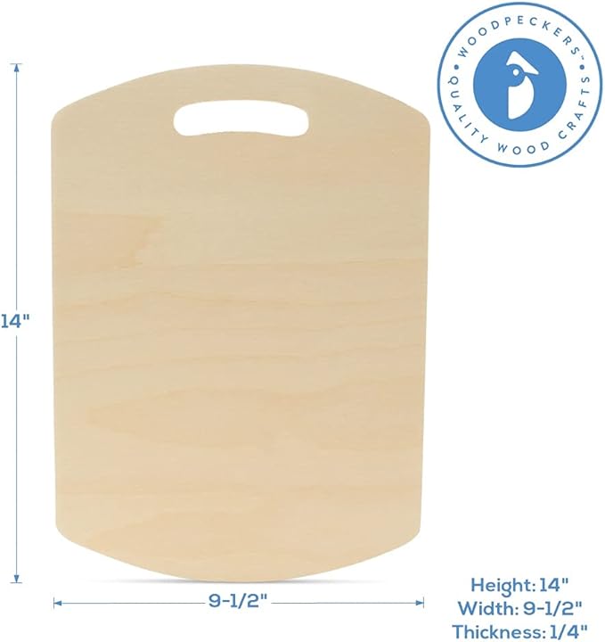 Wooden Cutting Board Shapes, 14" with Rounded Edges, Pack of 3 Wooden Cutting Boards by Woodpeckers, for Kitchen, Decor, and Charcuterie Boards