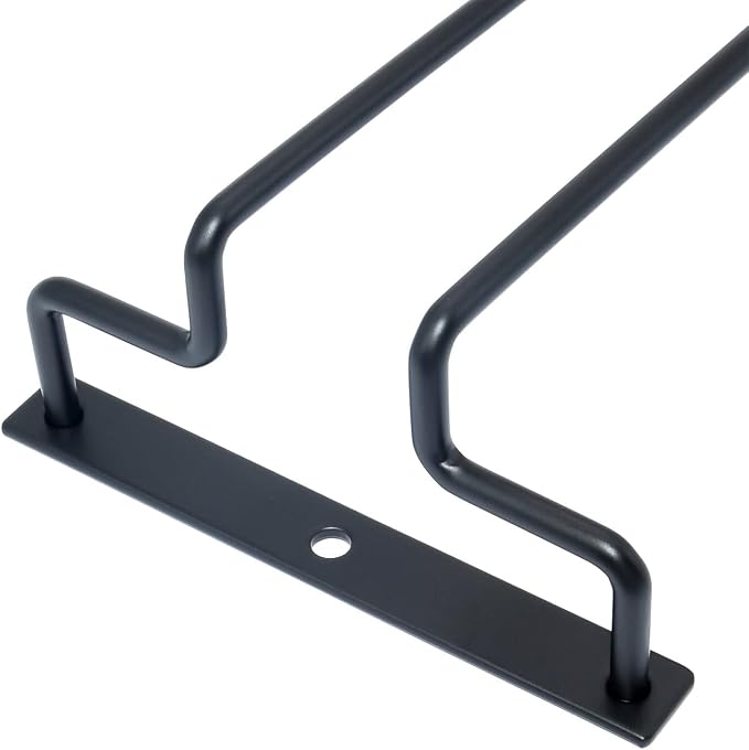 9.64-Inch Under Cabinet Wine Glass Rack Stemware Holder Glasses Storage Hanger Metal Organizer for Bar Kitchen Black