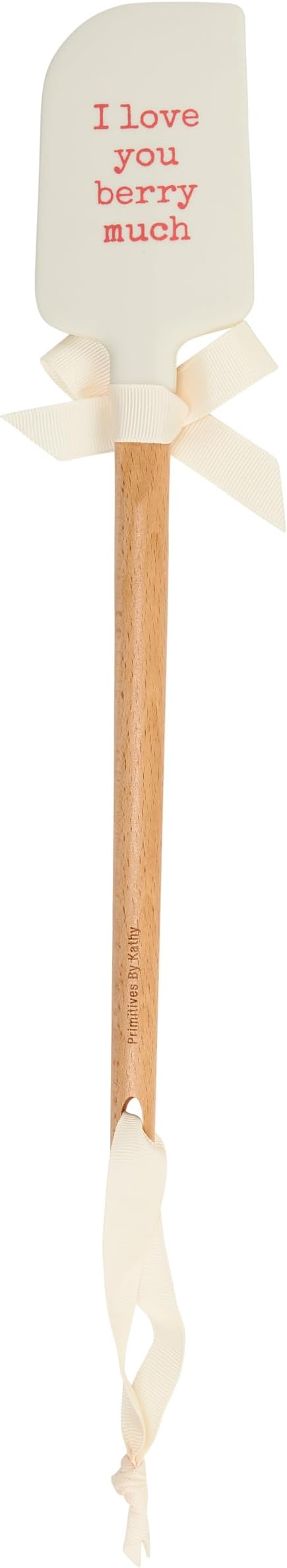 Primitives by Kathy double-sided silicone novelty cooking spatula, Berry Much/Garden Collection/vintage art of wild strawberries on front/punny sentiment on back "I Love You Berry Much."