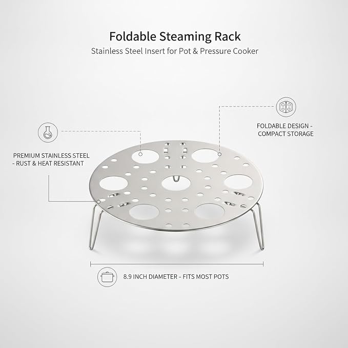 8.9 Inch Foldable Cooling Rack, Stainless Steel Baking Insert for Sheet Pans and Cake Pans, Collapsible Wire Rack