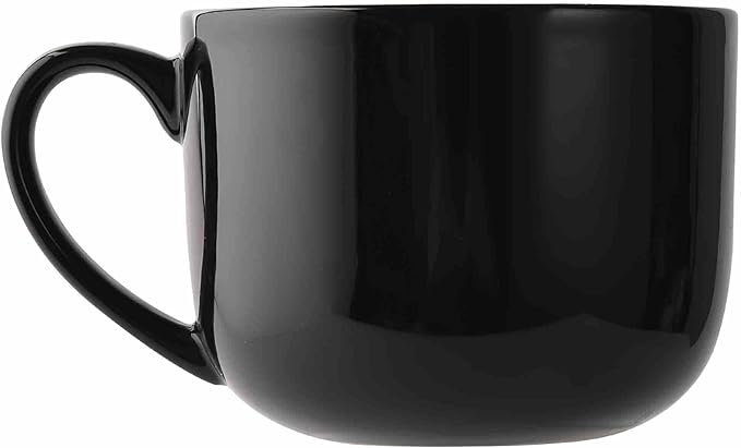 50oz lagrge Ceramic Soup Mug with Handles for Coffee, Tea, Ice Cream, Cereal (Black)