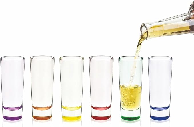 TRUE Shooter Glasses, Set of 6, Tequila and Whiskey Shot Glasses, Set 2oz, Cool Shot Glasses, Assorted