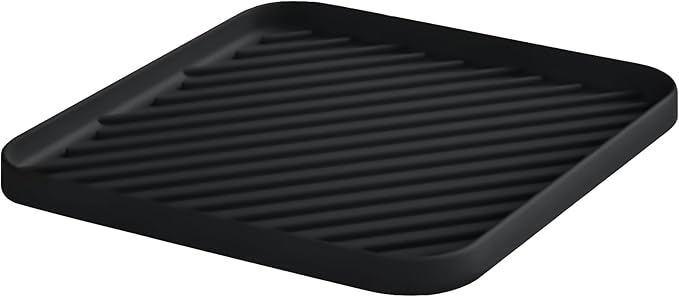 Silicone Organizer Tray for Kitchen Sink and Bathroom, Dishwasher Tray, Versatile Bathroom and Drawer Organizer Trays, Non-Slip Countertop(Black)