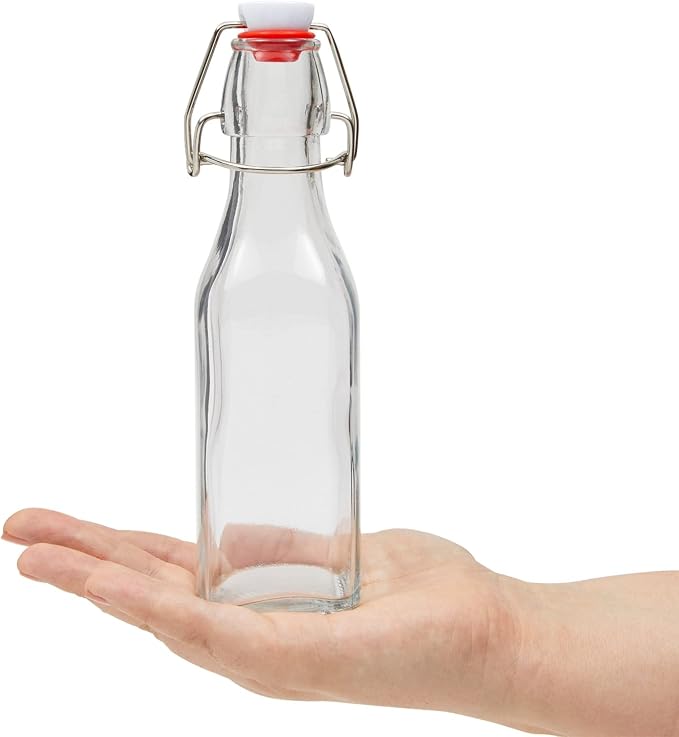 Juvale 6 Pack 8 oz Swing Top Glass Bottles with Stoppers, Cleaning Brush - Hot Sauce Bottles for Vanilla Extract, Infused Oil, Syrup, Homemade Kombucha